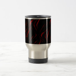 Taza De Viaje Golpes rojos ondulados sobre fondo negro