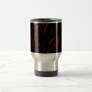 Taza De Viaje Golpes rojos ondulados sobre fondo negro