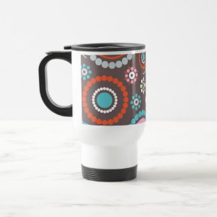 Taza De Viaje Golpeteo retro de las flores enrrolladas