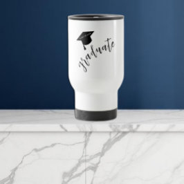 Taza De Viaje Gorrito de graduación minimalista negro y blanco G