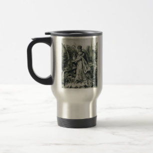 Taza De Viaje Grabado antiguo de San Patricio expulsando serpien