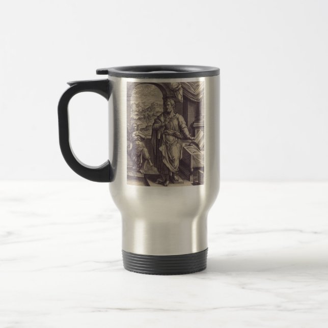 Taza De Viaje Grabado de San Mateo Inspiración Divina (Izquierda)