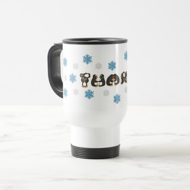 Taza De Viaje Gracias Penguin Invierno Feriado De Snowflake (Anverso izquierdo)