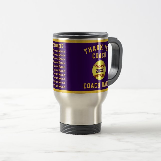 Taza De Viaje Gracias por regalos para entrenadores de Softball, (Anverso derecho)