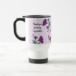 Taza De Viaje Gracias Profesor Apreciación Floral Púrpura