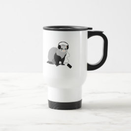 Taza De Viaje Graciosa Ferret De Música Con Auriculares