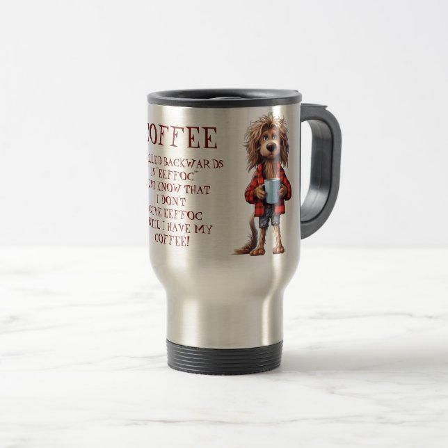 Taza De Viaje Gracioso café de perro con dibujos animados al rev (Anverso derecho)