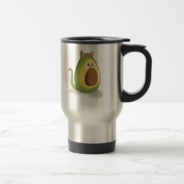 Taza De Viaje Gracioso gato aguacate lindo regalo de moda gráfic (Derecha)