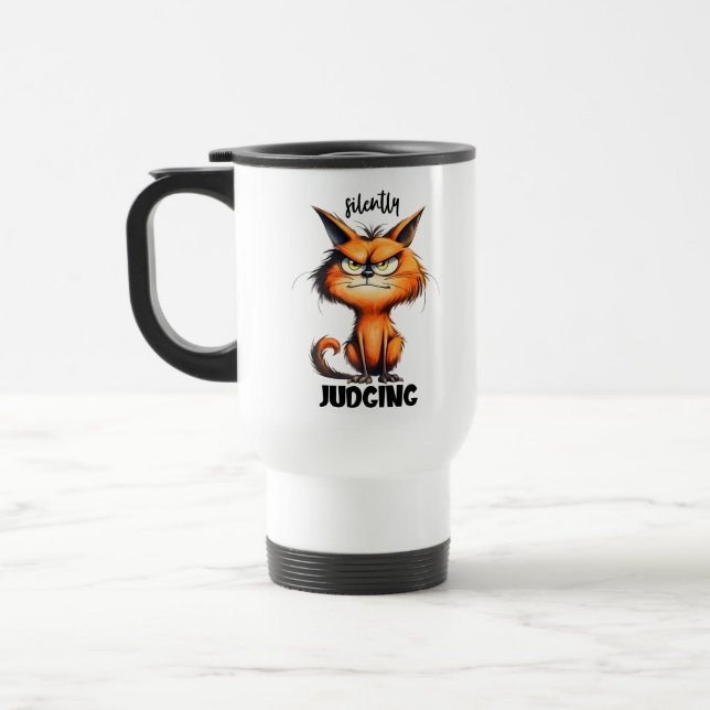 Taza De Viaje Gracioso gato de arte de palabras juzgado (Izquierda)