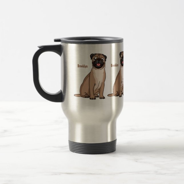 Taza De Viaje Gracioso ilustracion de personalizado de perro de  (Izquierda)