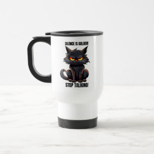 Taza De Viaje Gracioso sarcasmo de gatitos de silencio dorado