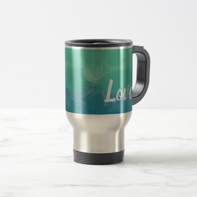 Taza De Viaje Gradiente de amor Ombre Turquesa Azul y Neo Mint (Anverso derecho)