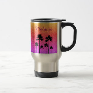 Taza De Viaje Gradiente de puesta de sol personalizado de palmer