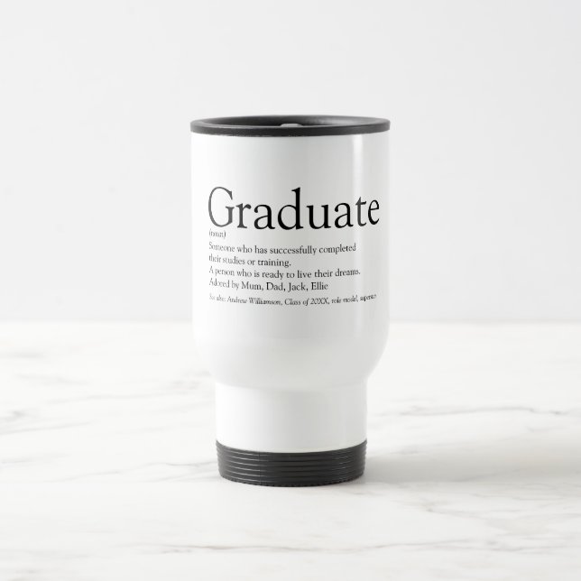 Taza De Viaje Graduación De Definición De Graduado En Blanco Y N (Centro)