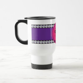 Taza De Viaje Graduación de diamante en monograma magenta