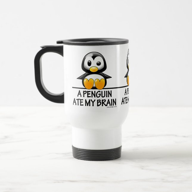 Taza De Viaje Gráfica divertida de pingüino en mi cerebro (Izquierda)
