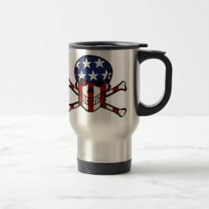 Taza De Viaje Gráfico americana de la bandera del cráneo del