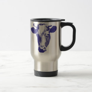 Taza De Viaje Gráfico de vaca de arte pop púrpura
