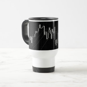 Taza De Viaje Gráfico de velas de bolsa de valores en blanco y n