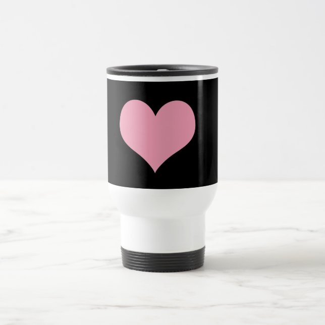 Taza De Viaje Gran Corazón de Amor Rosa (Centro)
