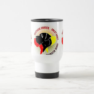 Taza De Viaje Gran Danés Negro Rojo Dorado