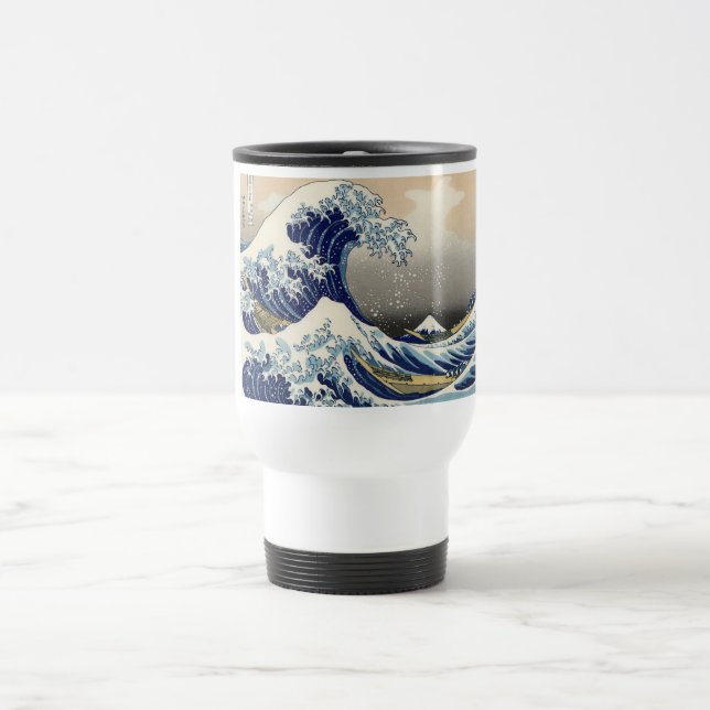 Taza De Viaje Gran ola de pintura japonesa Kanagawa (Centro)