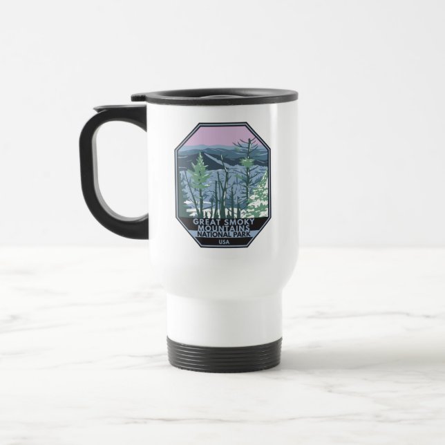 Taza De Viaje Gran Parque Nacional de Montañas Smoky Retro (Izquierda)