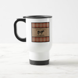 Taza De Viaje Granja de familia Rústica Vaca Red Plaid Burlap