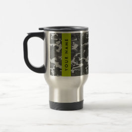 Taza De Viaje Gray Camouflage Pattern, Your name, Personalize