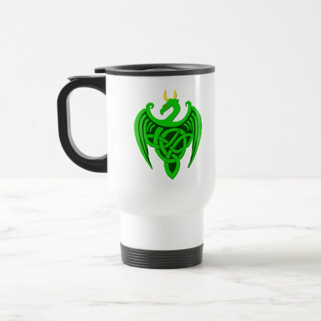 Taza De Viaje Green Celtic Dragon Travel Mug (Izquierda)