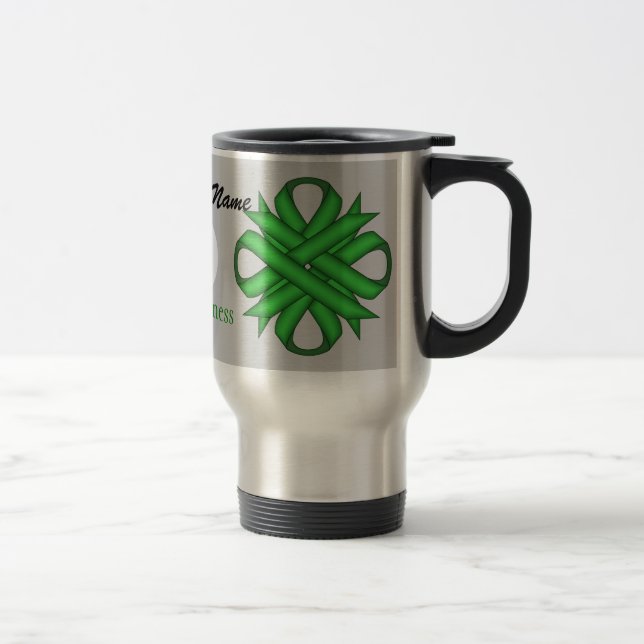 Taza De Viaje Green Clover Ribbon Tmpl por Kenneth Yoncich (Derecha)