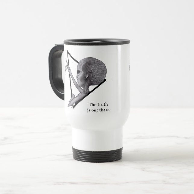 Taza De Viaje Grey Alien, la verdad está ahí fuera (Anverso izquierdo)
