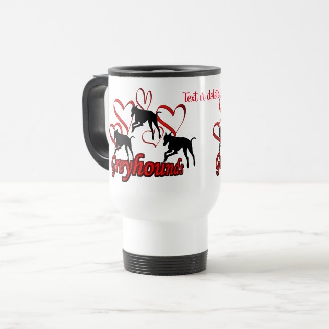 Taza De Viaje Greyhounds Hearts Dog Lover Personalizado (Anverso izquierdo)