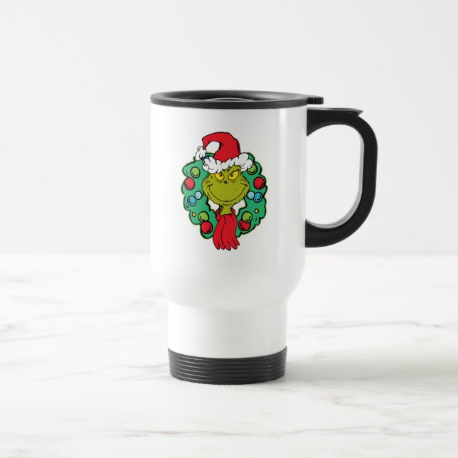 Taza De Viaje Grinch | Navidades de la guirnalda de vacaciones (Derecha)