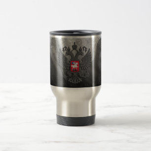 Taza De Viaje Gris ruso de la bandera del símbolo
