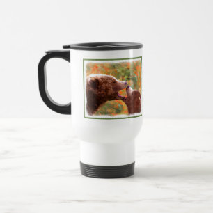 Taza De Viaje Grizzly Bear Mom and Cub Painting - Wildlife Art