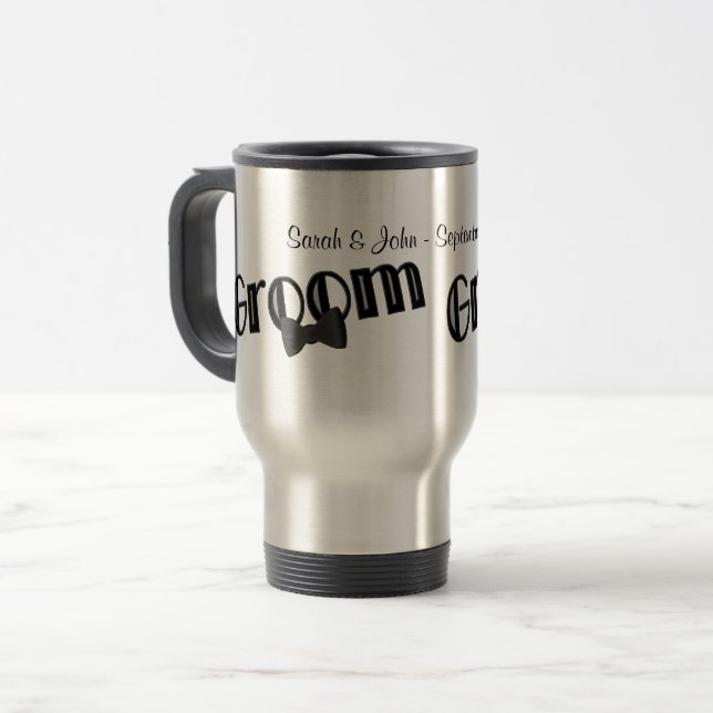 Taza De Viaje Groom Boda personalizado (Anverso izquierdo)