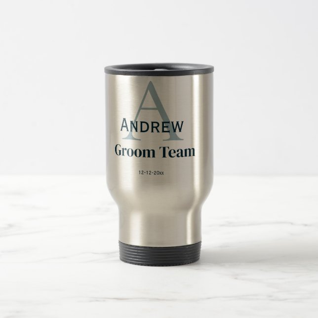 Taza De Viaje groomsmen de equipo simple y personalizado en mono (Centro)