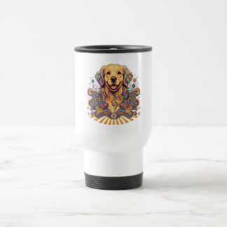 Taza De Viaje Groovy Retro Psicodélico Golden Retriever Paz