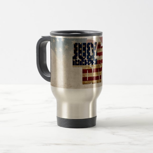 Taza De Viaje Grunge USA 4 de julio Gráfico de Independencia (Anverso izquierdo)