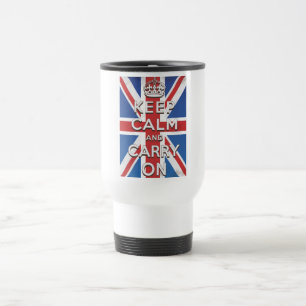 Taza De Viaje Guarde la calma y continúe la bandera británica