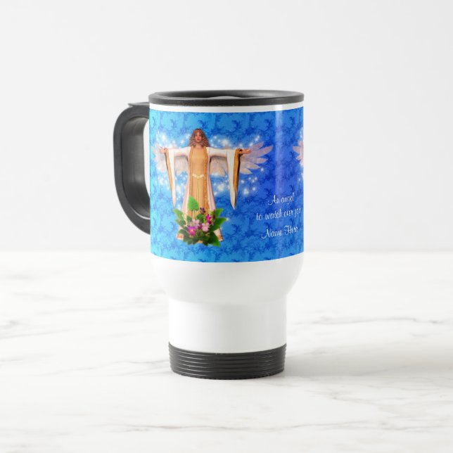 Taza De Viaje Guardian Angel Blue Inspirador personalizado (Anverso izquierdo)