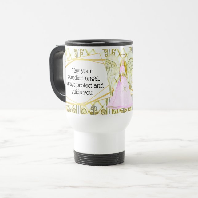 Taza De Viaje Guardian angel vidrios manchados vidrios cita angé (Anverso izquierdo)