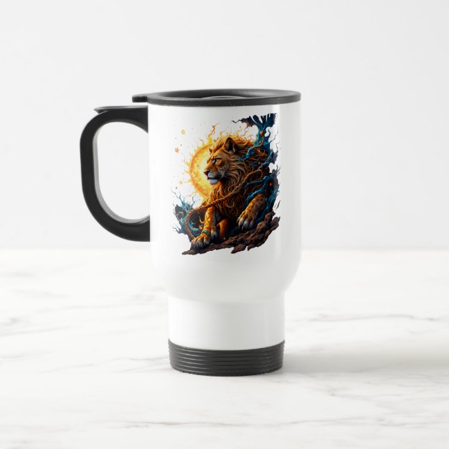 Taza De Viaje Guardian of the Solar Threshold – Lion of Balance  (Izquierda)
