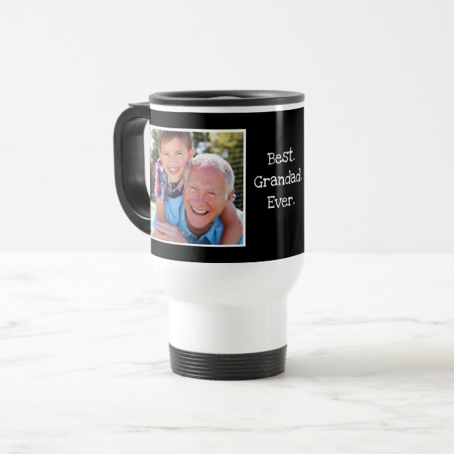 Taza De Viaje Guay Mejor Grandad Foto Personalizada Negro  (Anverso izquierdo)