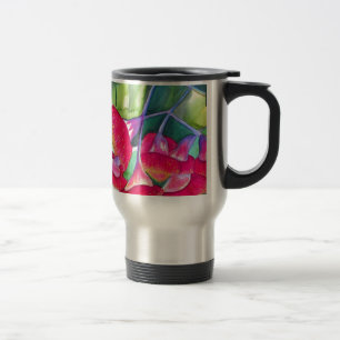 Taza De Viaje Guimanes de flores rojas australianos acuarela art