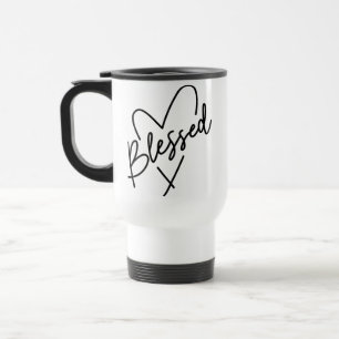 Taza De Viaje Guión moderno del corazón bendecido