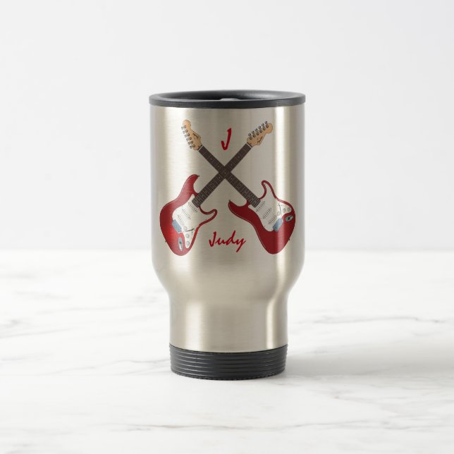 Taza De Viaje Guitarras eléctricas rojas el | personalizado (Centro)