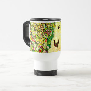Taza De Viaje Gustav Klimt Garden con pollos