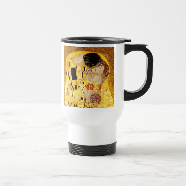 Taza De Viaje Gustav Klimt La Pintura Clásica Del Beso (Derecha)